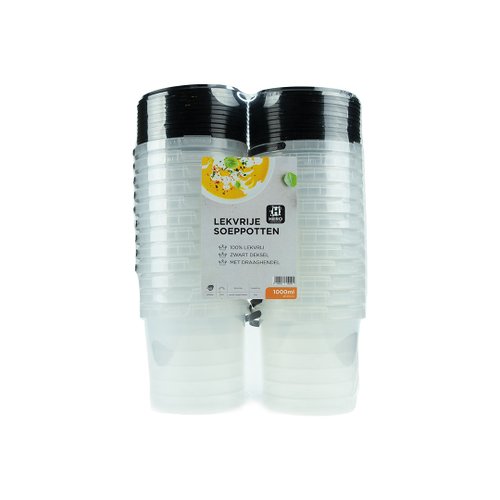 EF LEKVRIJE SOEPPOT EN ZWART DEKSEL 1000ML 24ST 