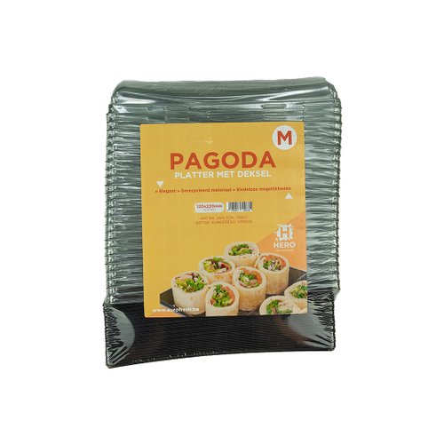EF PAGODA PLATTER ZWART MET DEKSEL 12X22CM 50ST 