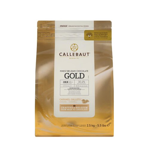 CHOCOLADE DRUPPEL GOLD WIT CARAMEL 2,5KG CALLEBAUT